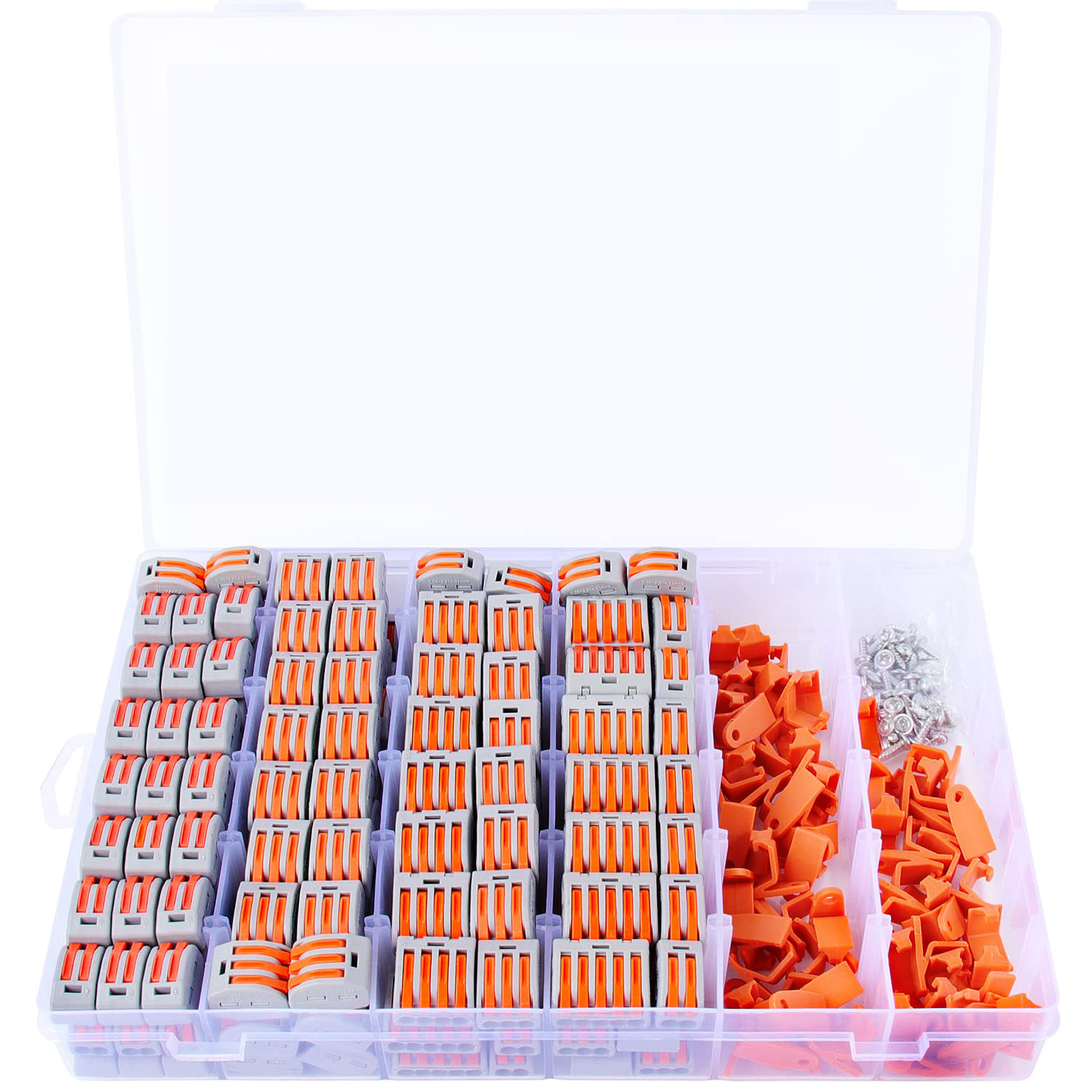 跨境批发 265pcs盒装 PCT电线电缆快速连接器/2-5端口 配扣子螺丝
