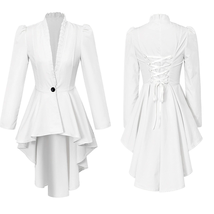 стимпанк-платье (Renaissance Clothing) женское готическое викторианское длинное переднее - высокий низ, оборочный воротник