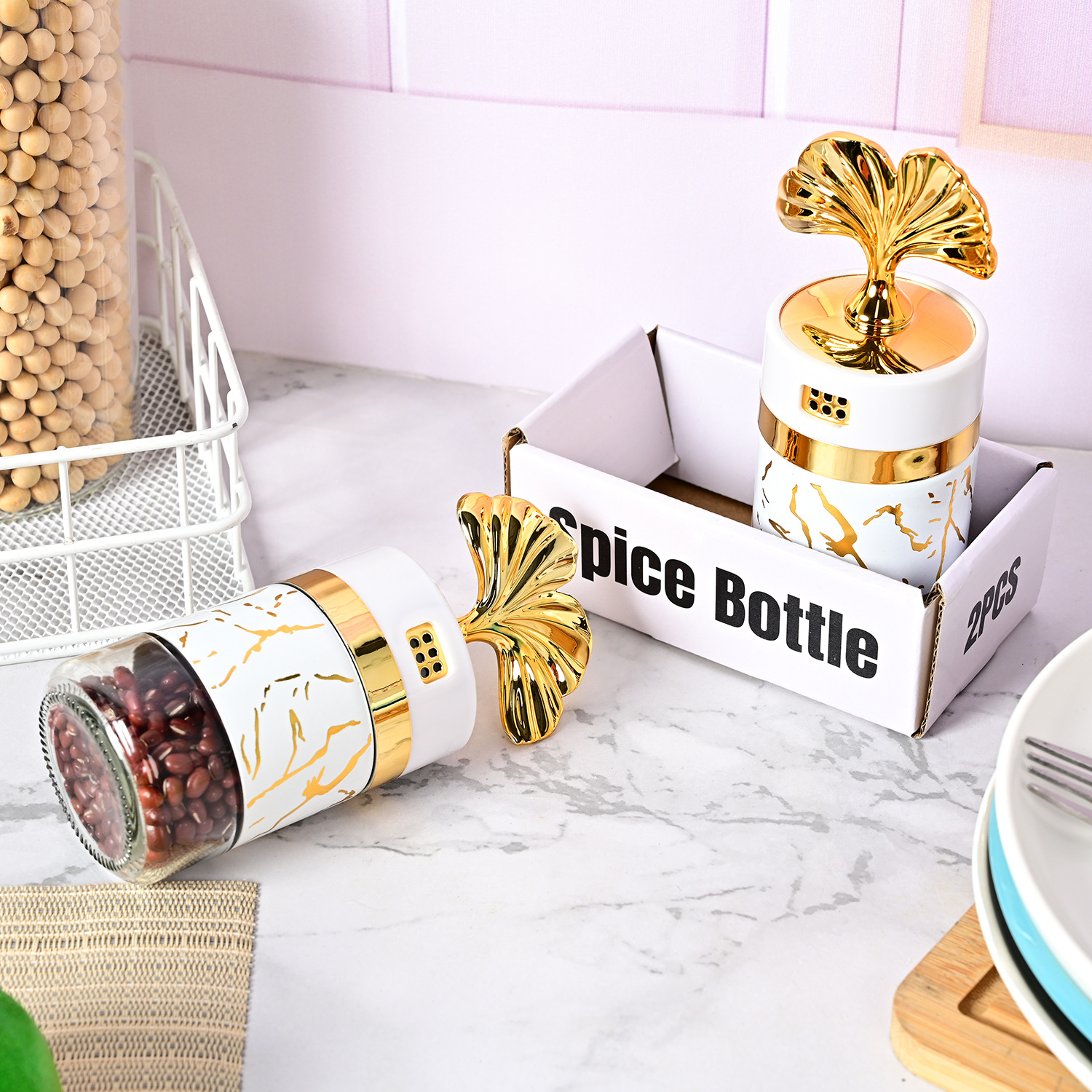 Amazon nuevo hogar cocina a prueba de humedad de vidrio sellado condimento botella cocina sabor sal condimento botella traje