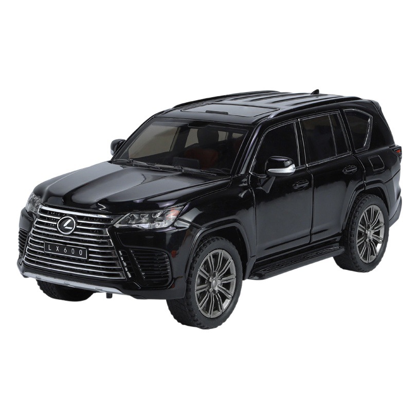 Chimei modelo de coche de aleación 1 a 24 lago LX600 vehículo todoterreno con sonido y luz tire hacia atrás modelo de música de coche de juguete decoración