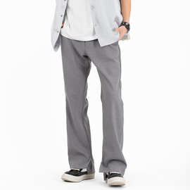 JTFS美式通勤解构拼接灰色混纺西裤cleanfit西装裤男休闲长裤垂感