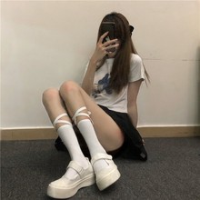 学院风ins绑带袜交叉小腿袜绑腿袜jk韩版潮搭中筒袜子女夏季棉袜