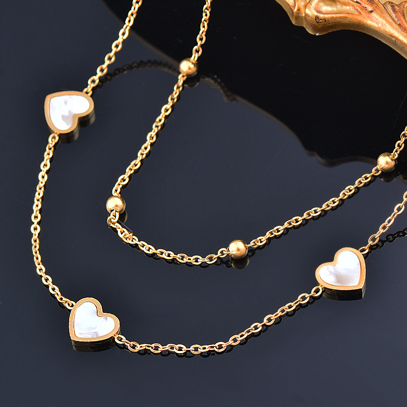 Retro Star Heart Shape Titanium Steel Inlay Shell Pendant Necklace 1 Piece