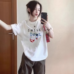 白い半袖レディース Tシャツ 2025 新しいホットスタイルルーズレディースピュアコットンボトムシャツと半袖サマートップ
