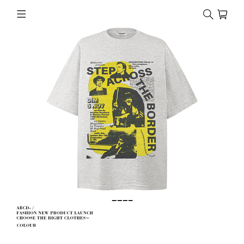 Camiseta de manga corta apilada en la calle alta de la marca de moda pesada de 250g para hombres de algodón puro con camisa de fondo suelta para hombres de verano