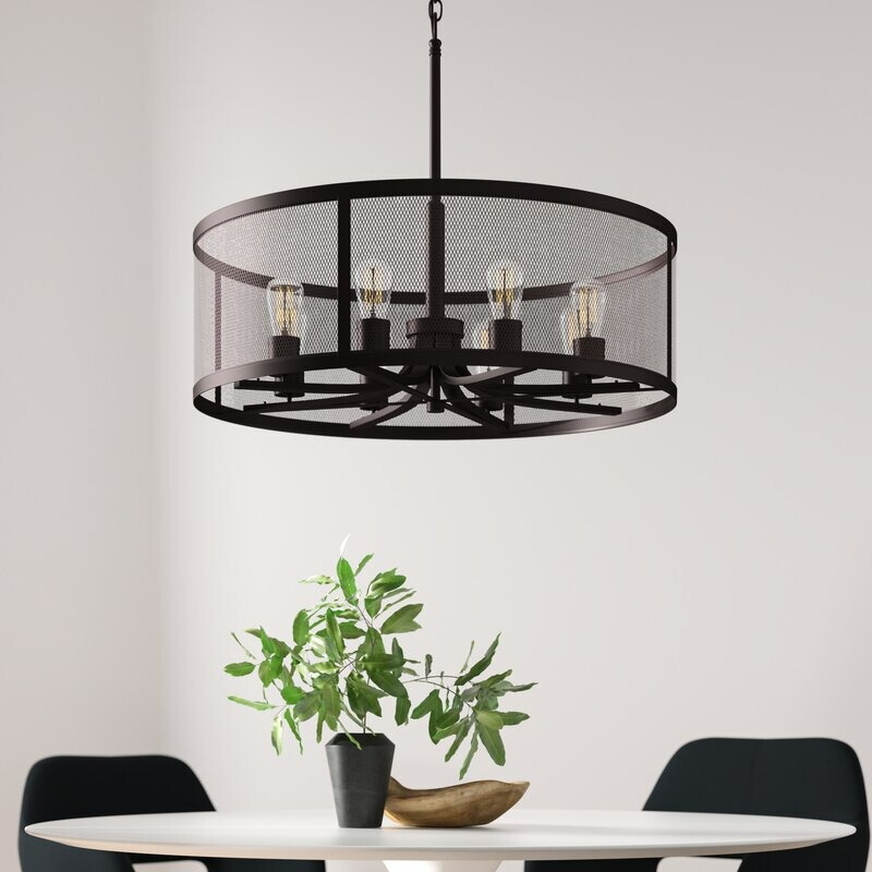 Cross-Border Wayfair Amazon Kitchen Restaurant Bedroom Aisle Lighting Retro Creative Iron Drum Chandelier