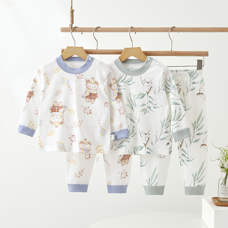 Children's Pajamas, Pure Cotton Spring and Autumn Home Wear, Girls' Two-Piece Set, Boys' Thermal Tops and Bottoms, Base Layer Clothing Children's Pajamas, Pure Cotton Spring and Autumn Home Wear, Girls' Two-Piece Set, Boys' Thermal Tops and Bottoms, Base Layer Clothing