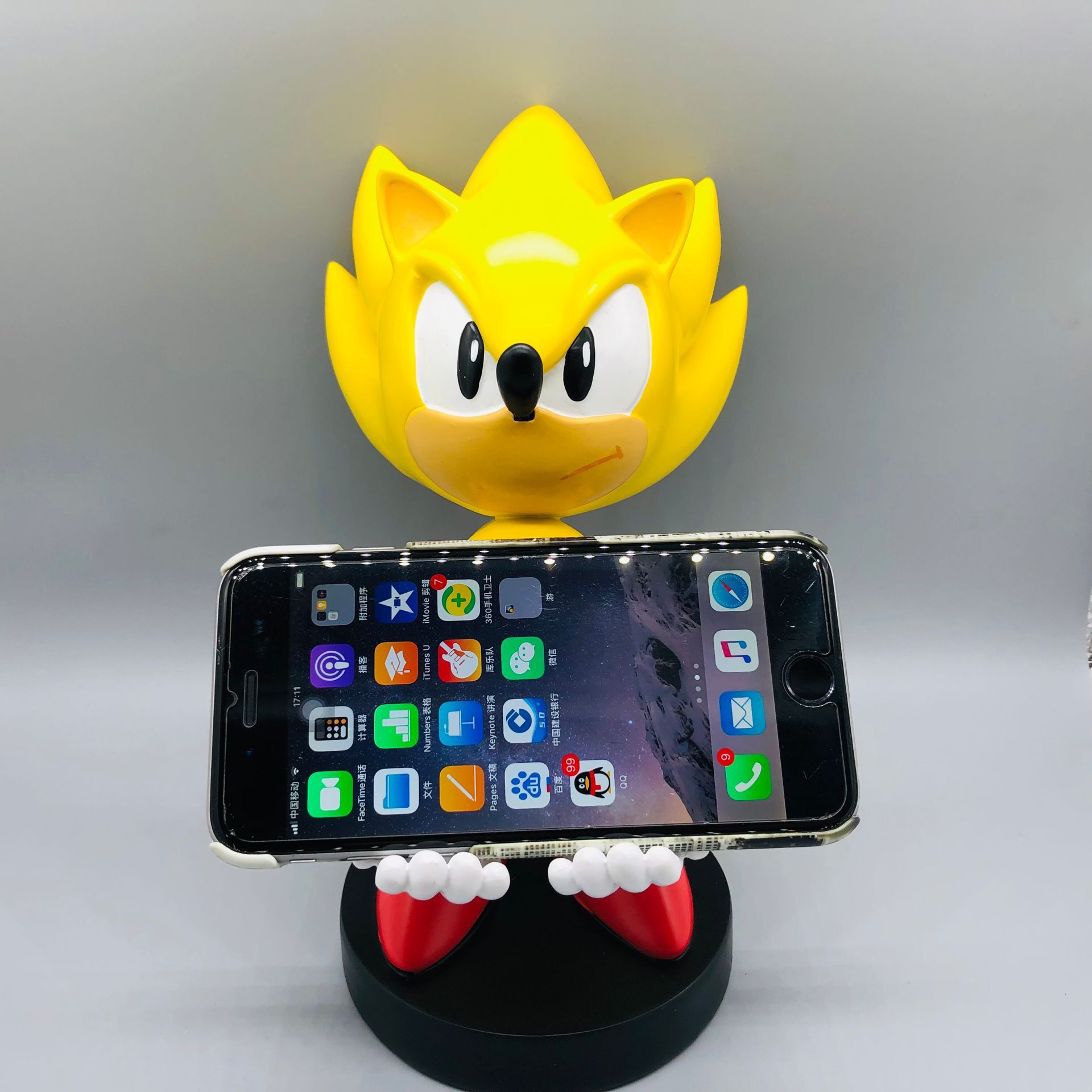 Amarillo lindo ratón ultrasónico soporte de teléfono móvil soporte de la manija del juego anime periférico decoración ps4 soporte de la manija