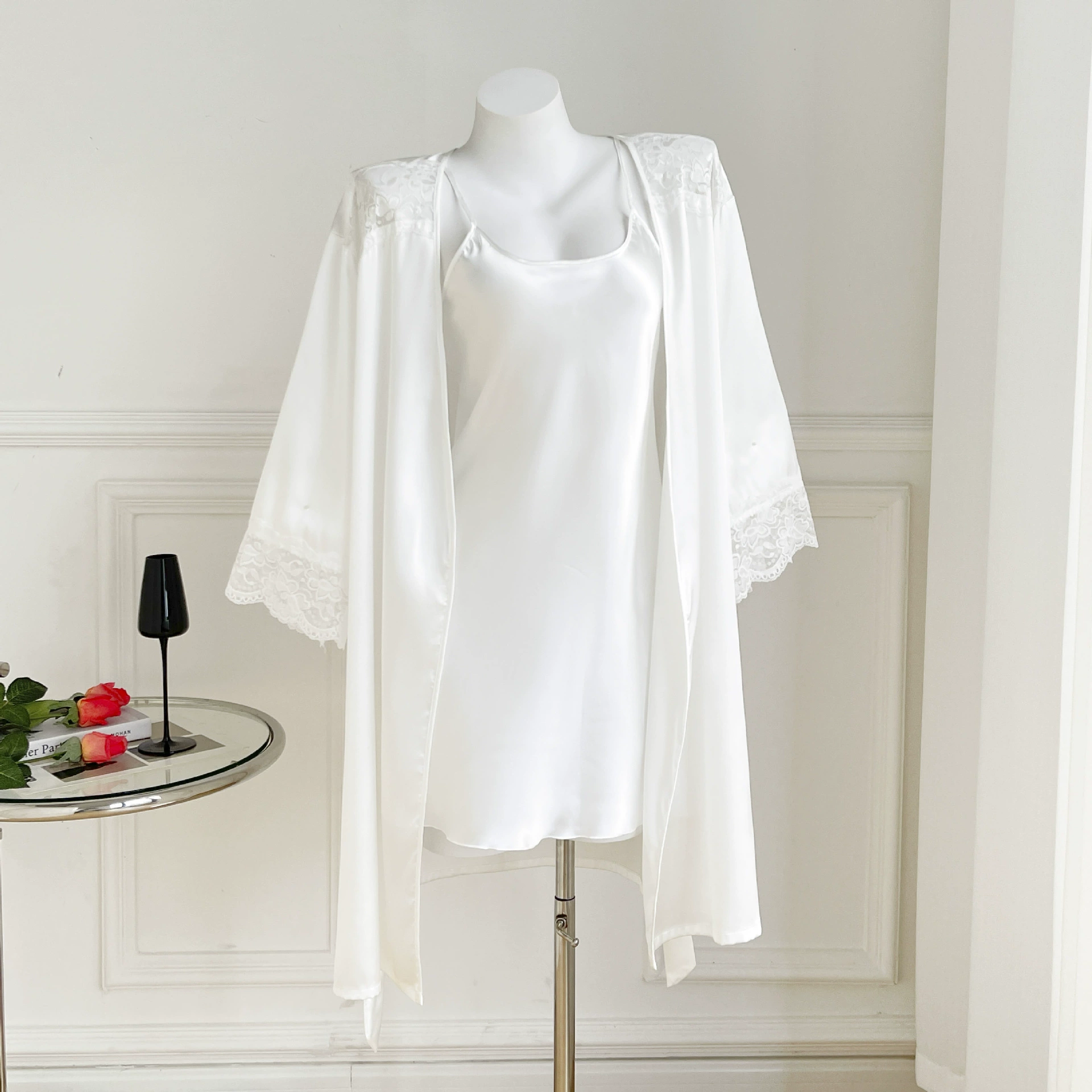 Французский придворный сексуальный пижама женский ледяной симулятор шелковая пижама пижама рубашка рыхлые кружева весна-лето новый стиль