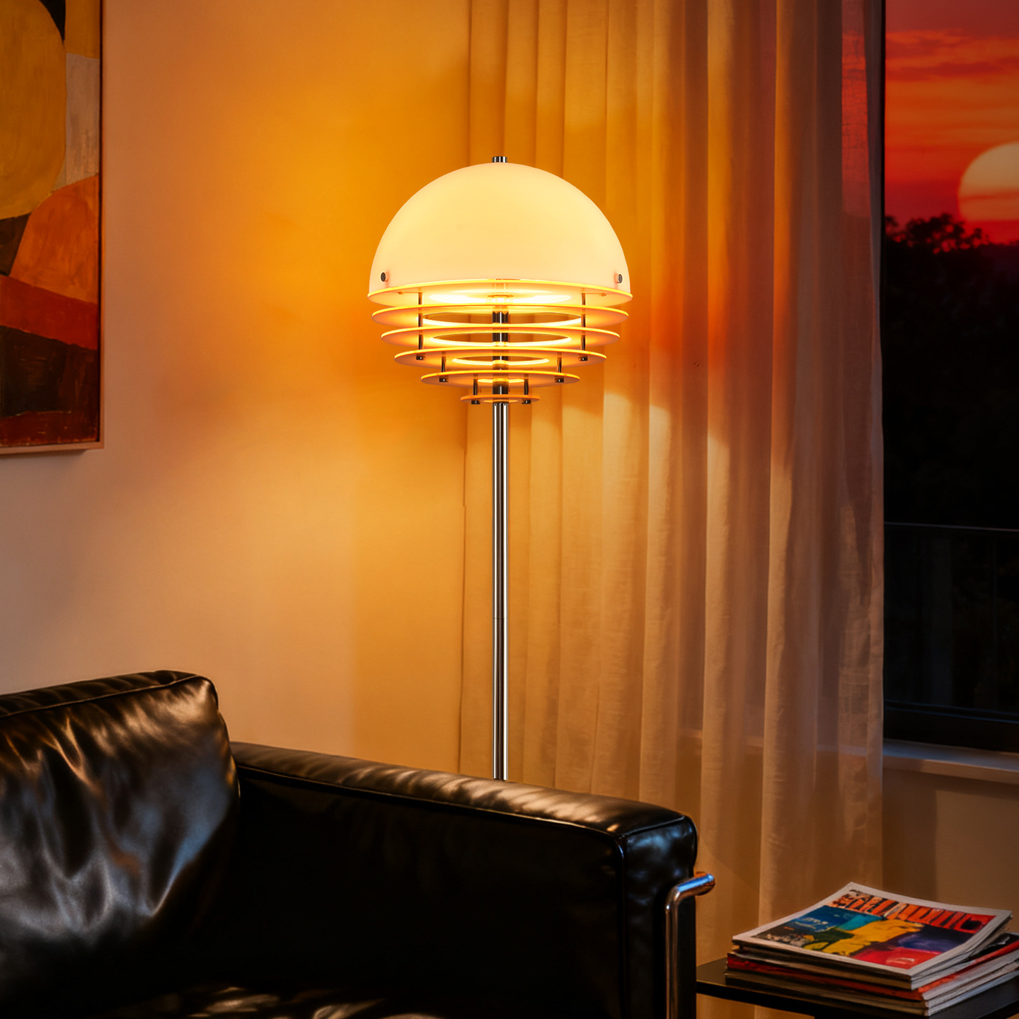 Luz de suelo naranja alta sensacional lujoso ligero dormitorio sala de estar al lado del sofá Bauhaus luz de atmósfera L138
