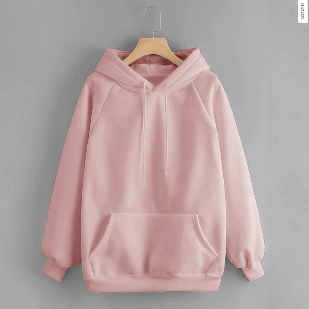 Сплошной цвет пустой выпуск свитера с капюшоном женский 2024 осень-зима новая корейская версия свободного бархатного утолщения с длинными рукавами топ оптом