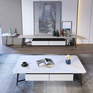 Light Luxury Slate Coffee Table, Simple and Modern Small Apartment Living Room Home Table, Nordic Designer Minimalist Tv Cabinet Combination
