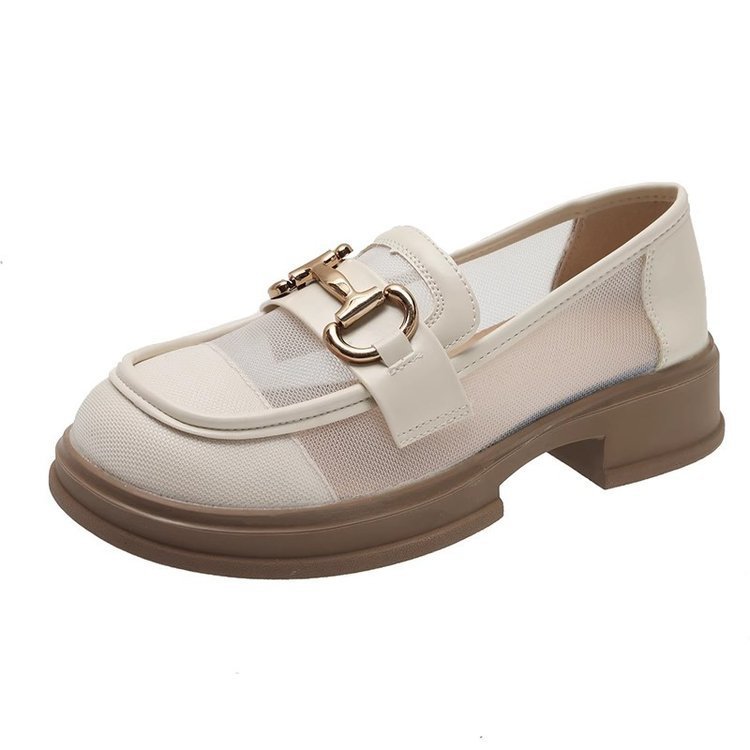 Zapatos de malla de Lefour para mujeres 2026 verano nuevo delgado vacío universal transpirable super caliente suela gruesa jk zapatos de cuero pequeños zapatos individuales