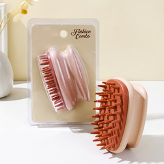 Printable LOGO head meridian comb cleaning scalp massage comb men and women household silicone shampoo brush