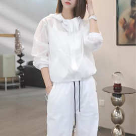 韩版时尚双拉链连帽外套女2025夏宽松薄款防晒开衫休闲上衣女装潮