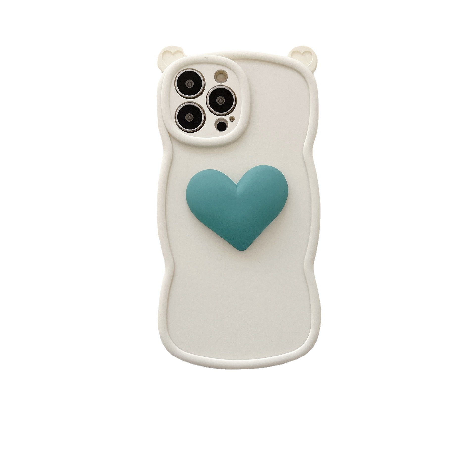 El amor tridimensional de las chicas ins es adecuado para iPhone16promax Apple 13/14 funda para teléfono móvil 15 orejas de oso nuevo