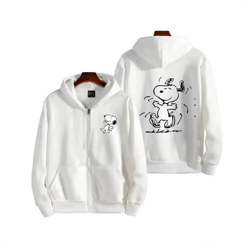 Cross-border cartoon Snoopy printed zip-up hoodie for men and women, spring and autumn trendy fashion hooded jacket Cross-border cartoon Snoopy printed zip-up hoodie for men and women, spring and autumn trendy fashion hooded jacket