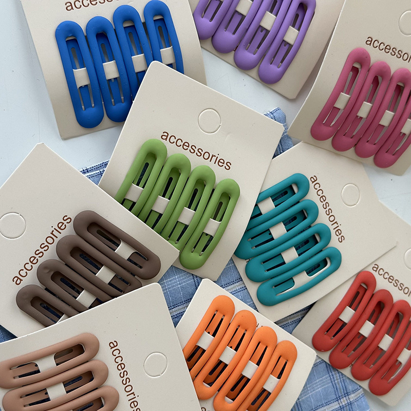 Cremefarbene Ovale Haarspangen Set 4 Tlg Matte Pony Haarclips_voghion.com