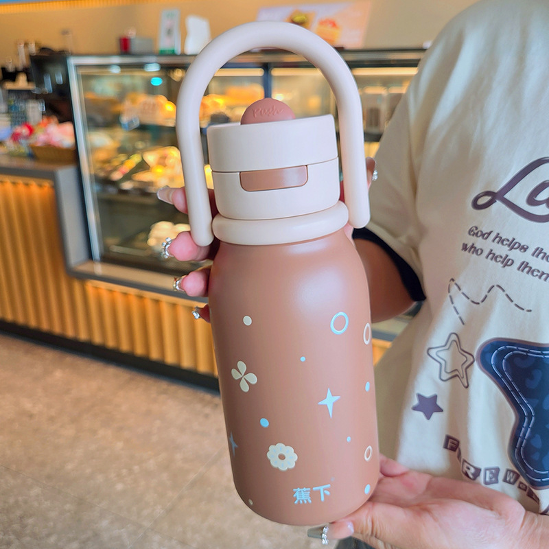 新款卡通双饮杯高颜值316不锈钢保温杯学生带吸管弹跳杯厂家批发|undefined