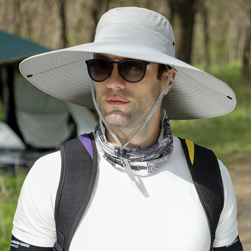 Large Brim Sun Hat for Men, Summer Breathable Face Covering Fisherman Hat for Outdoor Leisure, Unisex Order Factory Store