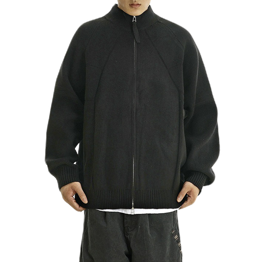 Explosiones transfronterizas de tamaño grande europeo cardigán chaqueta suéter de punto hombre lujo ligero negocio collar cremallera fábrica al por mayor