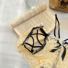 Juejuezi Strap ~ Lace Panties Feminine Low Waist Pure Desire Cross Mesh Pure Cotton Crotch Women's Triangle Panties