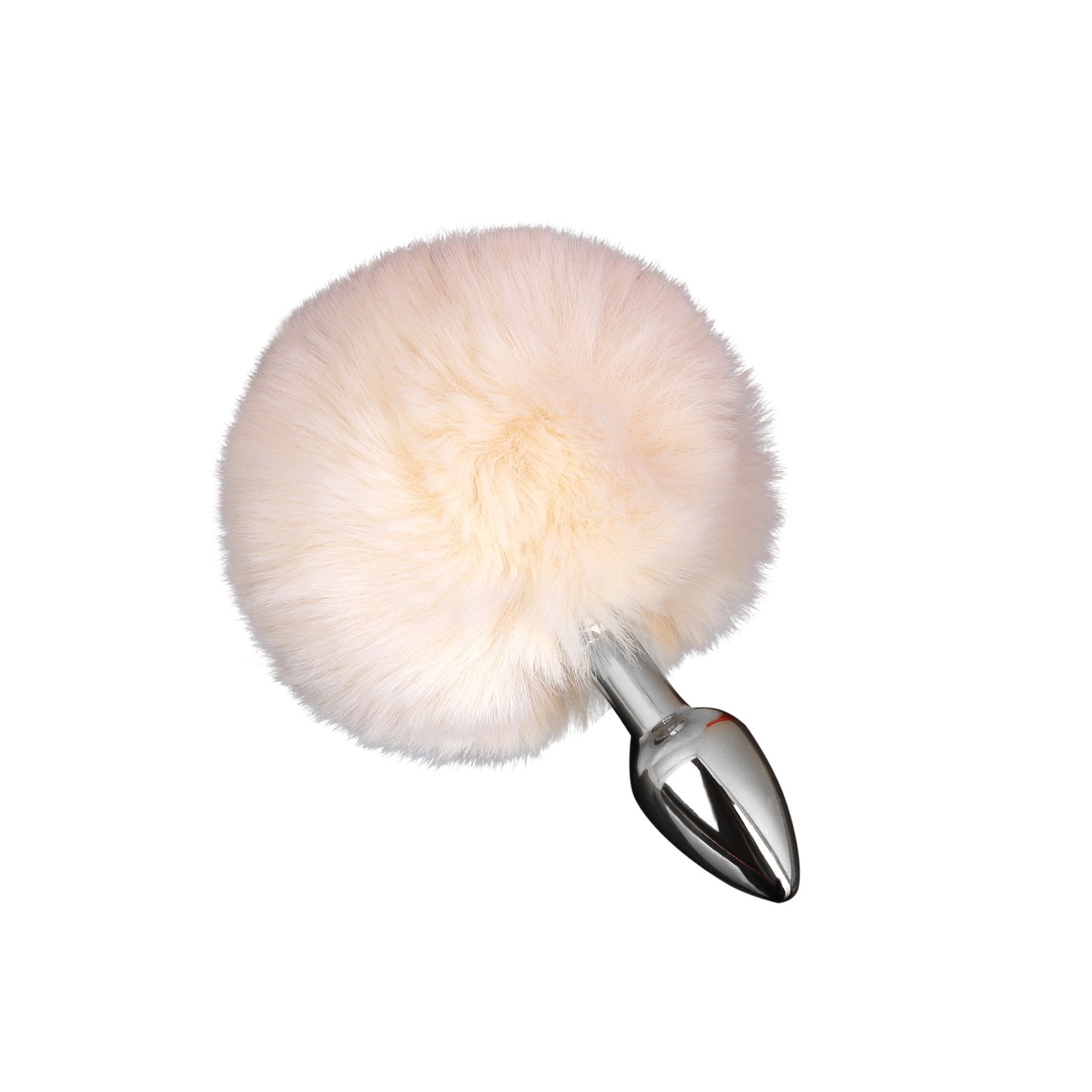 Rabbit Tail Anal Plug with Faux Mink Fur Ball and Metal Expander — detail image 5