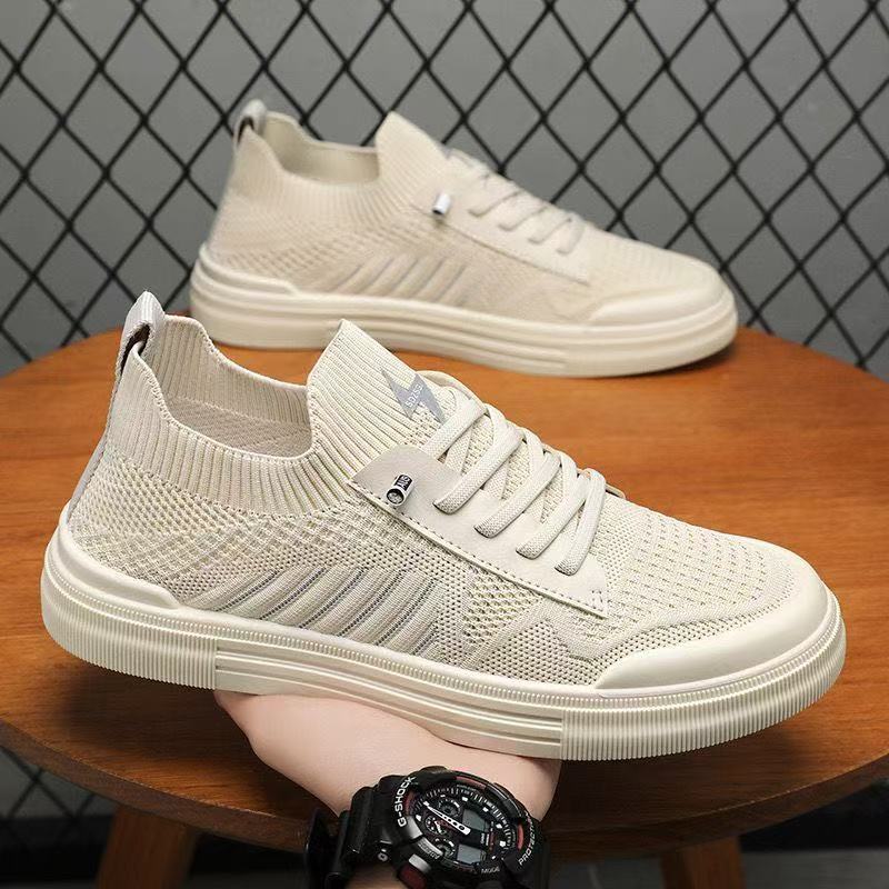 男鞋春季一脚蹬飞织布鞋2026新款懒人开车上班网面运动休闲平板鞋