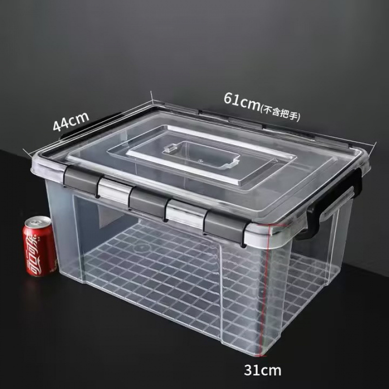 Caja de almacenamiento sellada, caja a prueba de humedad transparente extra grande con anillo de silicona, almacenamiento de ropa doméstica al por mayor