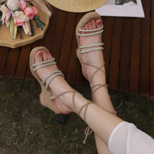 坡跟涼鞋女2022夏季新款仙女風厚底時尚腳環綁帶羅馬風涼鞋代理