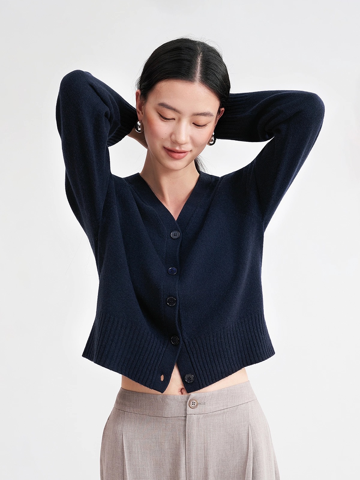 Autumn woolen knitted cardigan