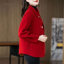 双面绒短外套韩版宽松百搭春秋冬时尚淑女气质中年女装羊毛呢上衣