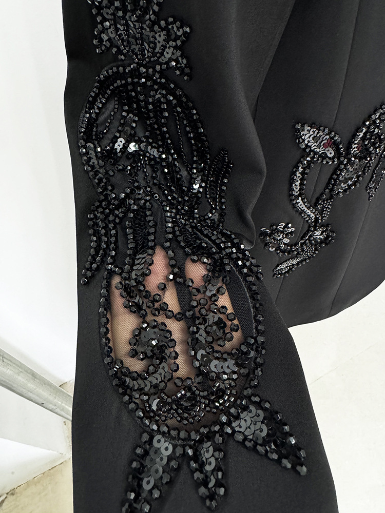 Spring Stars Mesh Patchwork Heavy Industry Beads Blazer Chiffon Trousers Two Piece Pant Sets 11 Spring Stars Mesh Patchwork Heavy Industry Beads Blazer Chiffon Trousers Two Piece Pant Sets