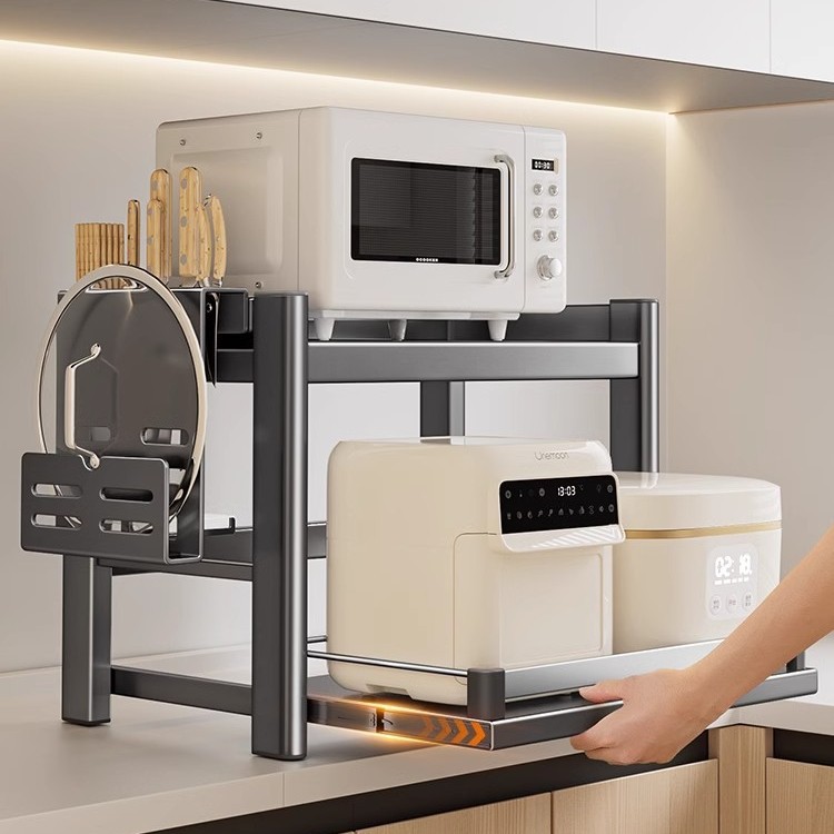 Household microwave oven storage rack kitchen oven storage rack factory supply kitchen countertop double-layer storage rack