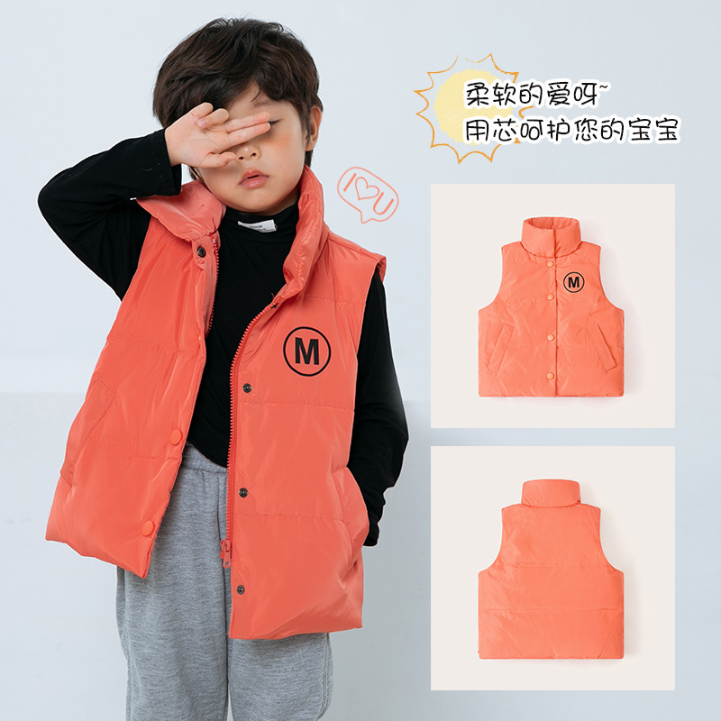 Otoño e Invierno nuevos niños y niñas Ropa de niños mediana y grande para niños chaleco cálido chaleco exterior desgaste abajo chaqueta