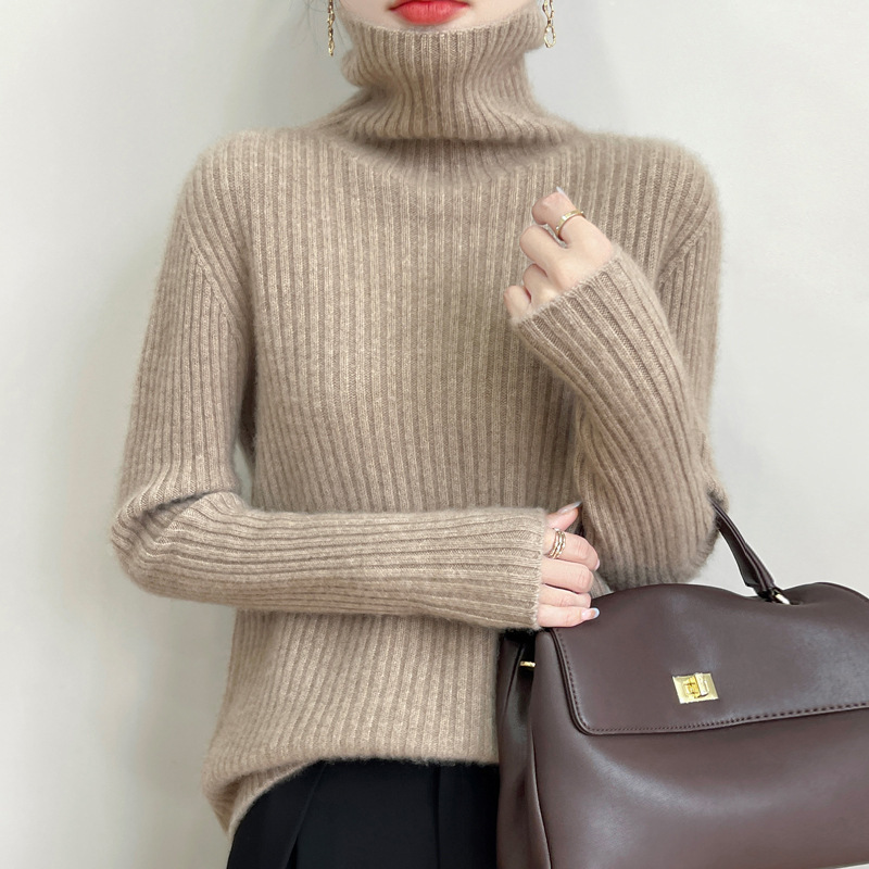[First-Line Ready-To-Wear] 100% Wool Sweater, Seamless Thickened High-Neck Long-Sleeve Skin-Friendly Base Layer for Women, in Stock
