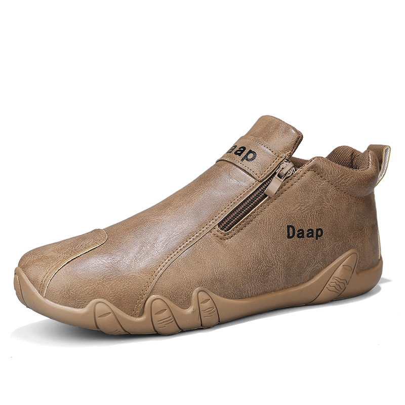 2026 nuevos zapatos de hombre de primavera al por mayor cuero medio para ayudar a los zapatos casuales impermeables y seguros de trabajo cómodos zapatos para hombres