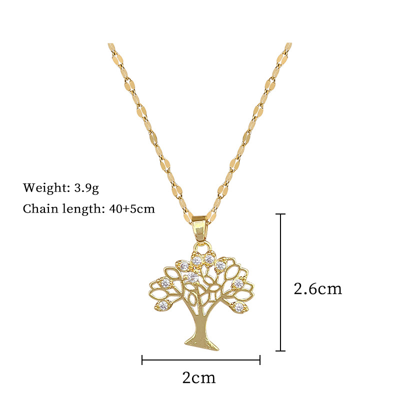 Big Tree Fruit Full Of Light Luxury Temperament Gorgeous Full Diamond Necklace Female Versatile Collarbone Chain Titanium Steel Chain_voghion.com