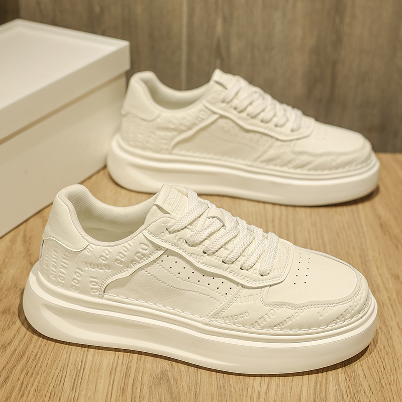 Zapatos de hombre de estación europea, traje, zapatillas de deporte, zapatos blancos de suela gruesa de estilo británico, zapatos antideslizantes finos transpirables de verano, zapatos de moda para hombre