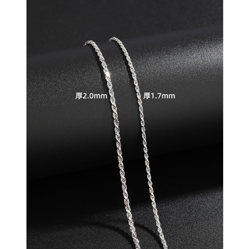 Collar de cadena de giros de plata de ley 925 cadena de plata de verano para mujer cadena de cuerda de cáñamo cadena de suéter de torsión de todo fósforo de alta gama para hombre