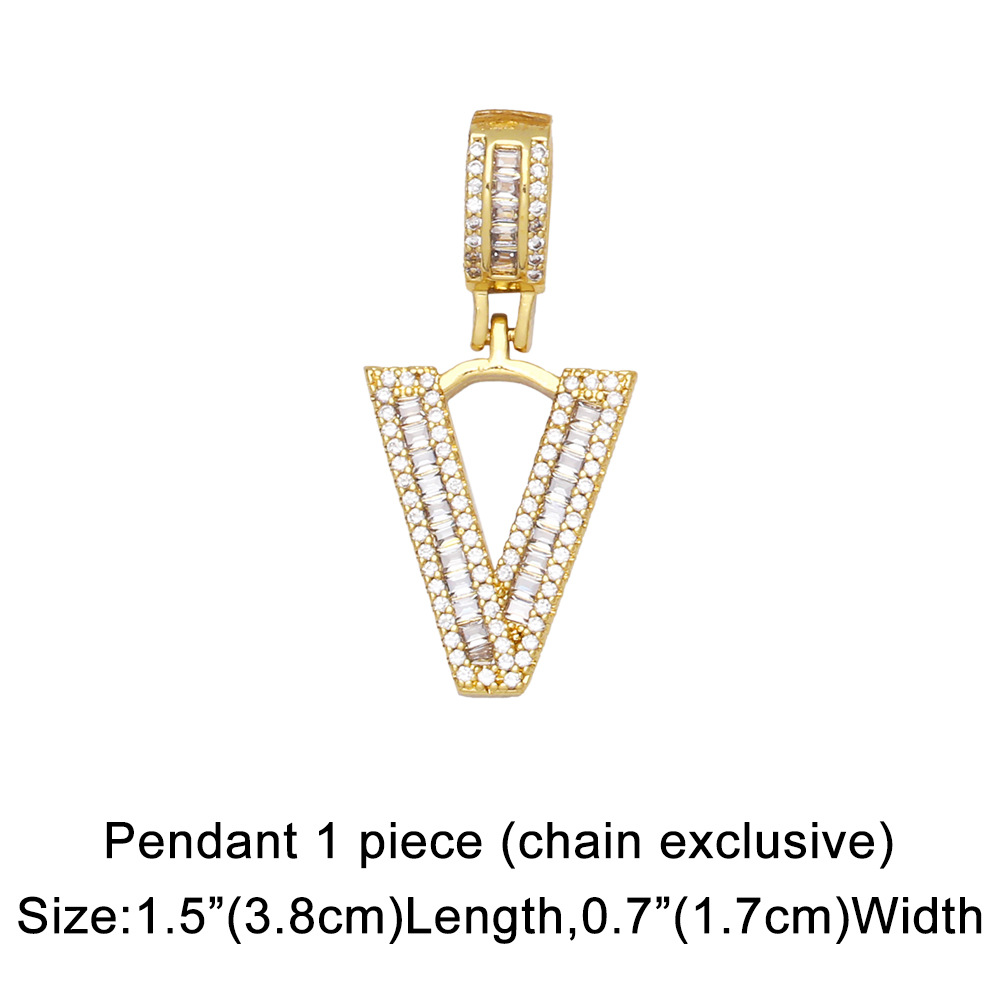 15g Weight 18K Gold Plated Plating Material Necklace Classification Wedding Occasion Copper Material Geometric, Letter Pattern Unisex Gender Fashion Style Fashion Zircon Letter Hip Hop Men's And Women's Copper Necklace 20