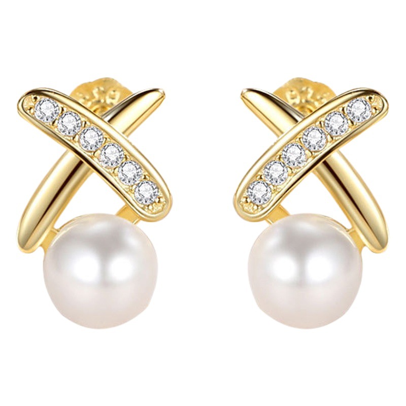 S925 pendientes de plata de ley pendientes de moda cruz pendientes francés estilo chanel letra X diseño femenino ins pendientes de alta calidad