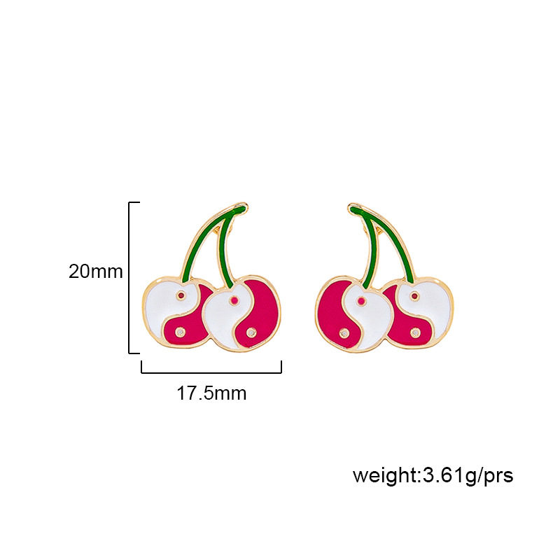 Wholesale Jewelry Retro Cherry Shape Tai Chi Gossip Earrings Nihaojewelry display picture 1