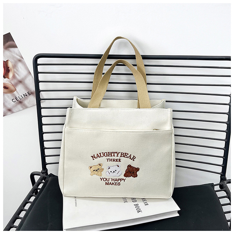 New wholesale fashionable and high-quality canvas handbag, simple and portable, easy to carry for going out, versatile lunch box and bento bag undefined