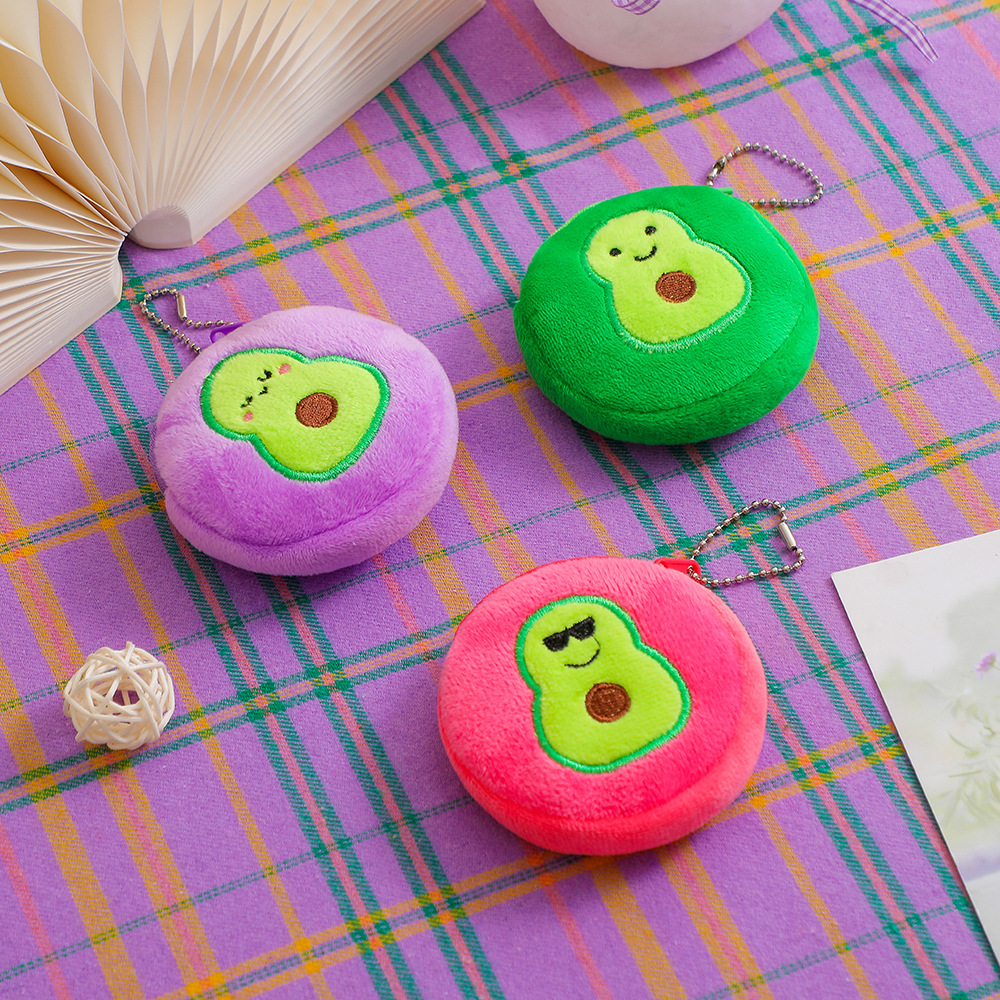 New Cartoon Embroidered Children Avocado Coin Storage Plush Headphone Bag 8.5*8.5 display picture 4