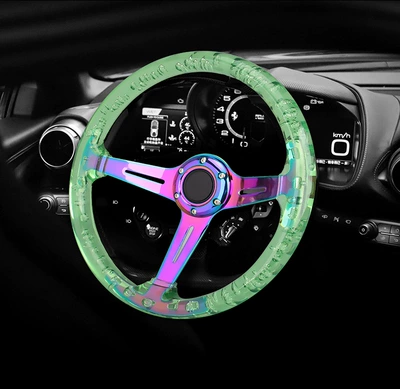 Acrylic Steering Wheel 14inch: Steering wheel - green