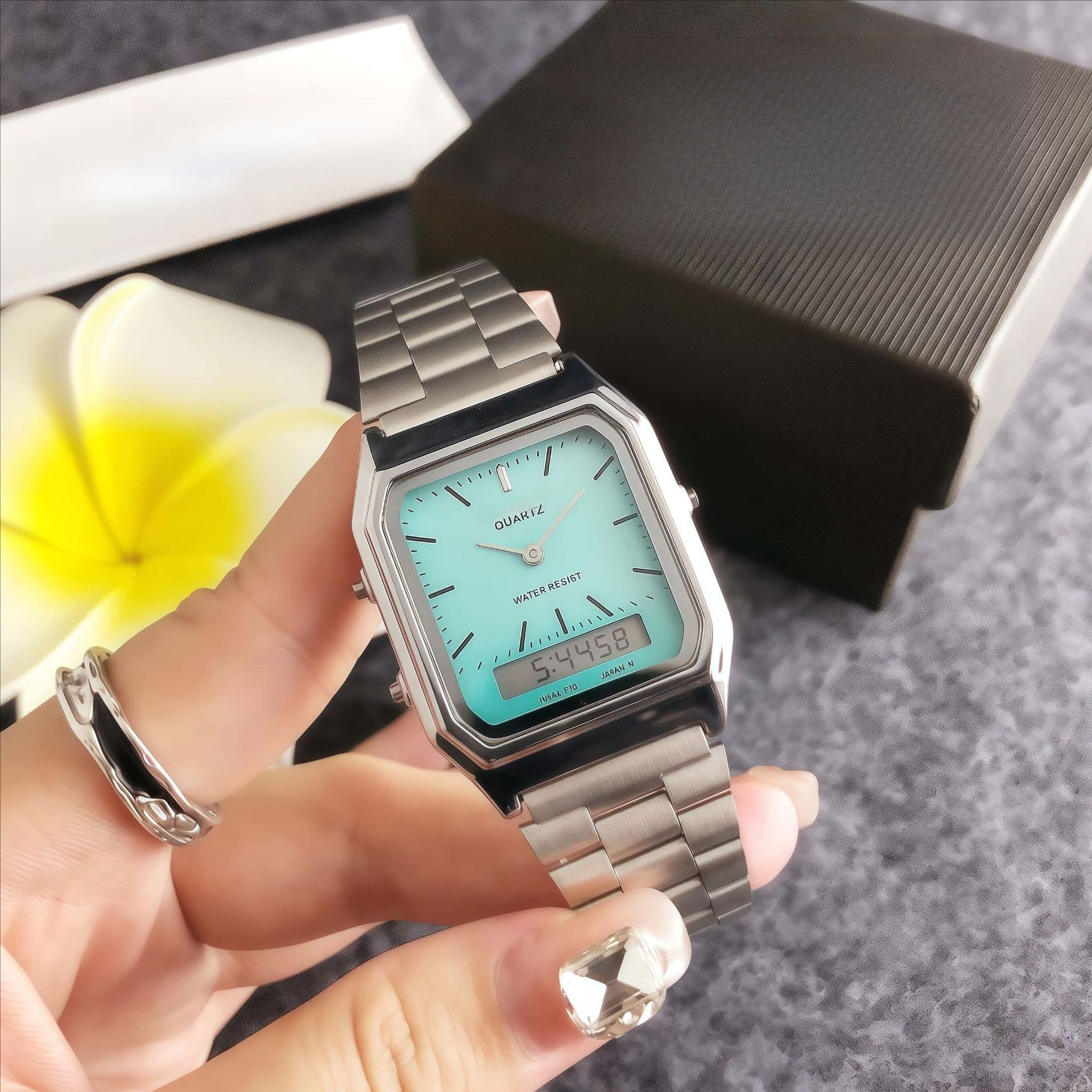 Foreign Trade New Watch Men's Digital Pointer Dual Display Multi-Function Waterproof Luminous Quartz Watch Business Steel Band Watch