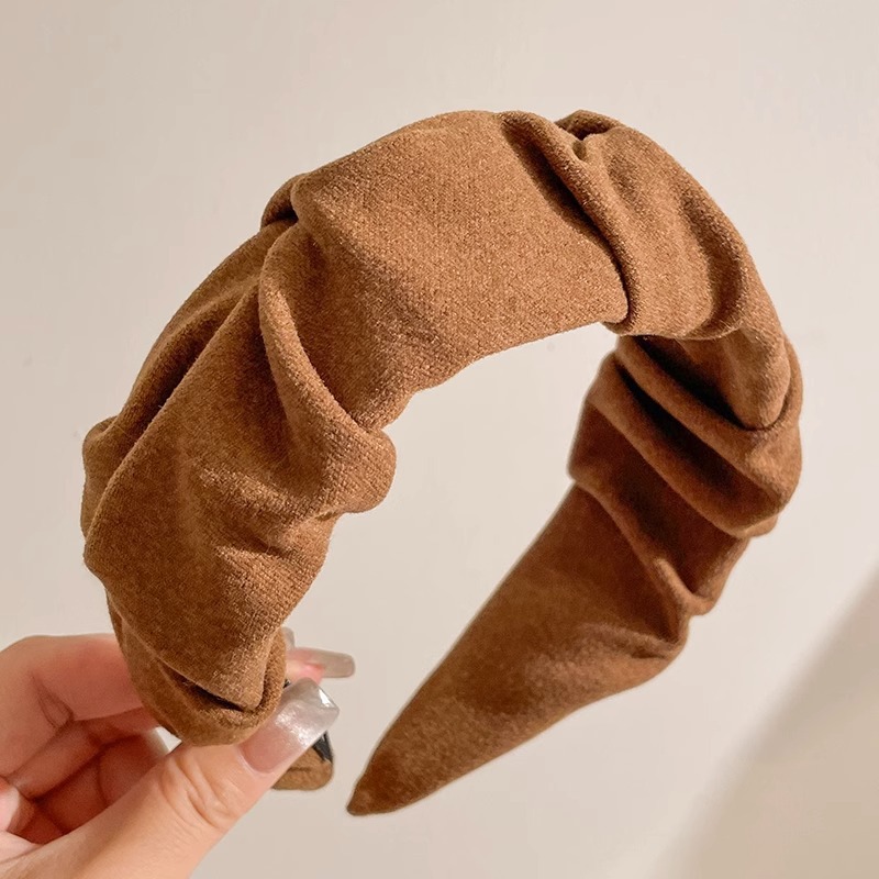 Otoño e Invierno Internet celebridad nueva diadema marrón femenino alto cráneo superior horquilla pelo de ala ancha pelo paquete presionando headwear lavado de cara diadema al por mayor