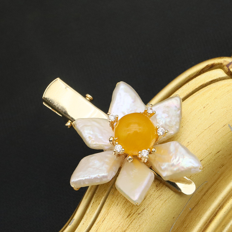 Natural pearl hair comb comb five-tooth Jade bangs comb broken hair finishing Press comb hair accessories plate hair wholesale