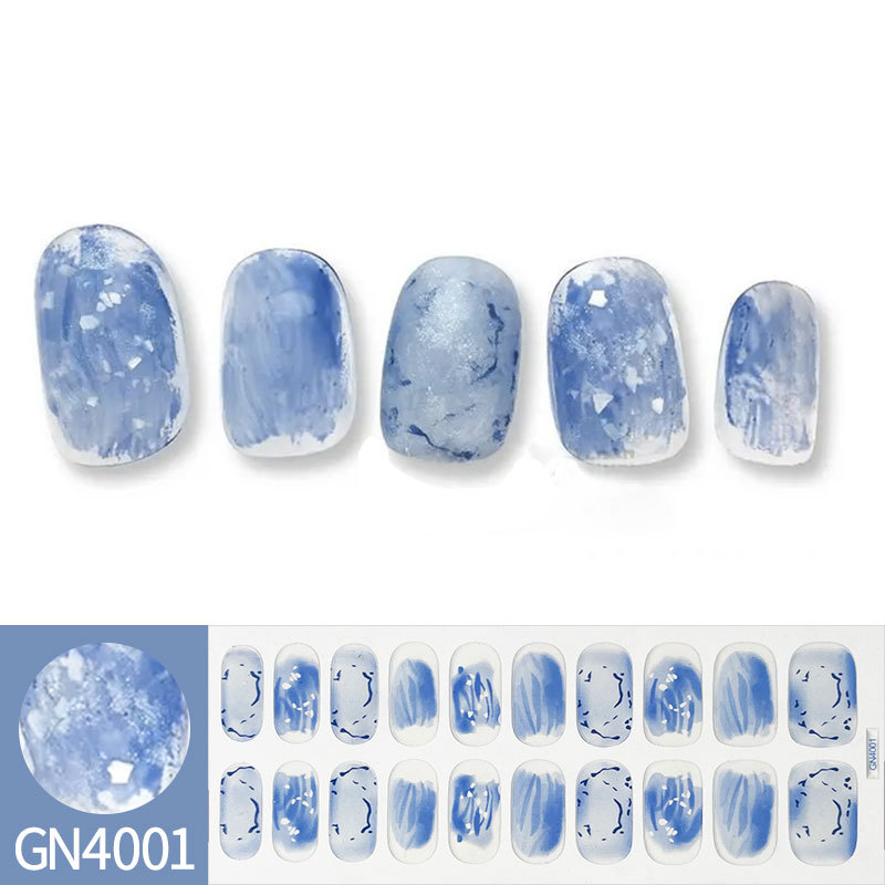 Ou Nai 20 refers to baking-free gel nail stickers Little Red Riding Book with simple grid line nail stickers a generation of hair